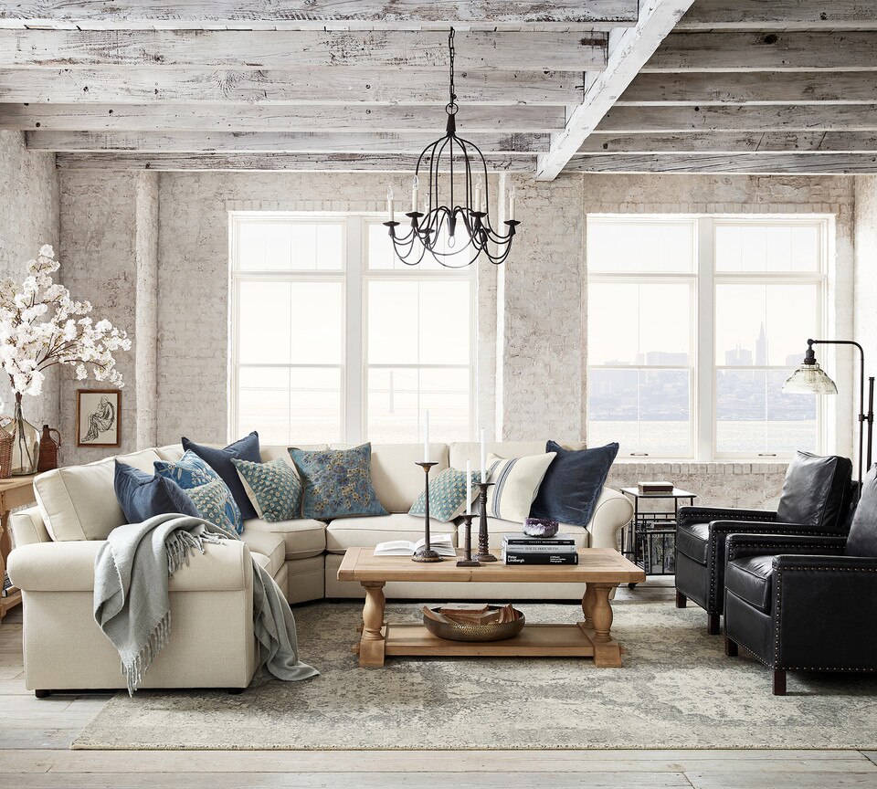 Pearce Roll Arm Upholstered 3Piece Sectional with Wedge Pottery Barn